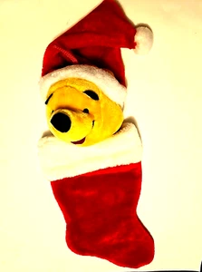 Disney Winnie The Pooh Calza di Natale Imbottita Testa 3D Peluche Vacanze 18" - Foto 1 di 8