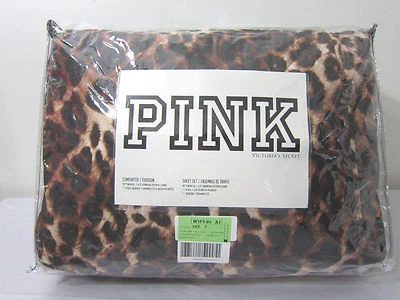 Victoria Secret Pink BED IN A BAG Black Leopard LOGO COMFORTER SHEET PILLOW CASE - Image 1 of 4
