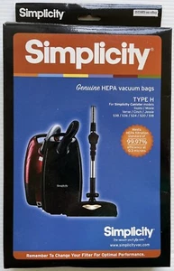 FIVE (5) SIMPLICITY TYPE H HEPA CLOTH VACUUM CLEANER BAGS, FACTORY GENUINE - Picture 1 of 2
