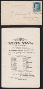 Scott 9, 1c Type IV Imperf 1854 on ornate cover w/ball invitation Wallingford CT - Picture 1 of 3