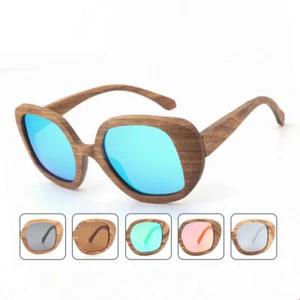 Handmade Zebra Wood Polarized Oval Sunglasses Women Glasses With Bamboo Box Gift - Picture 1 of 18
