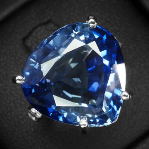 Glamorous Cornflower Blue Sapphire Heart 16Ct 925 Sterling Silver Handmade Rings - Picture 1 of 9