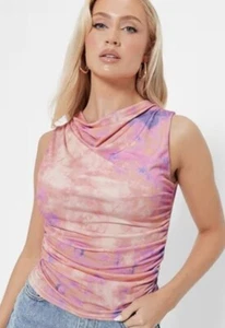 Size 16 XL I Saw It First Pink Tye Dye Cowl Neck Top - Picture 1 of 5