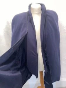 Eight Paris Navy Wool Cropped Cape Coat Size FR40 UK12/14 Large - Picture 1 of 7