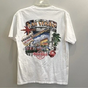Hard Rock Cafe Las Vegas T-Shirt Men's Medium White Graphic Tee - Picture 1 of 8