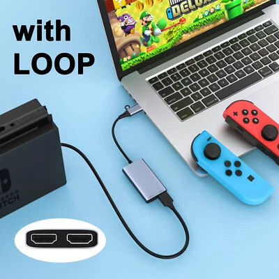 4K USB Type C Video Capture Card HDMI Loop 1080P Game Record PC Live Streaming - Image 1 of 4
