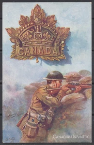 1914-18 Canada/GB ~ WW1 Canadian Infantry Badge ~ Tuck Oilette ~ Harry Payne - Imagen 1 de 2