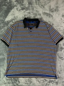 Vintage Sean John Polo Shirt Men's 3XL Striped Brown Blue Casual Hip Hop - Picture 1 of 7
