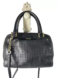 Calvin Klein Quilted Black Leather Satchel - Picture 1 of 19