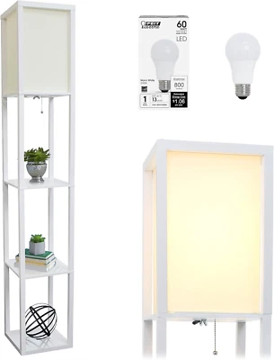 ESTANTE LÁMPARA DE PISO 3 Estantes Expositor con Tela de Lino Blanco Elige Tu Color Foto 1 de 4