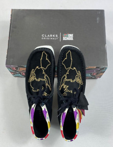 Mens Clarks Originals 26167863 One School NYC Black Embroidery Wallabee Boots EL