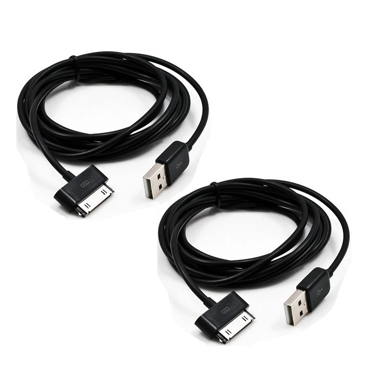 2X 10FT 30-PIN USB SYNC POWER CHARGER BLACK CABLE CONNECTOR IPHONE 4S IPOD IPAD - Image 1 of 1