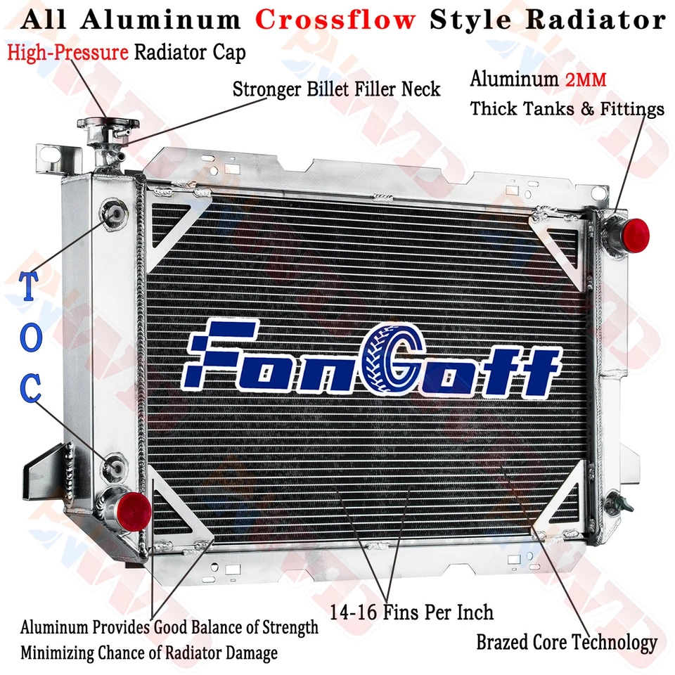 4 Row Radiator For 1985-1997 1989 FORD BRONCO F150 F250 F350 5.0L 5.8L 7.5L AT — 第 1/4 张图片
