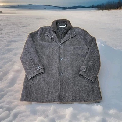 Abrigo Kenneth Cole Mezcla Lana Para Hombre Talla XL Marrón Militar Invierno Chaqueta Forrada Foto 1 de 4