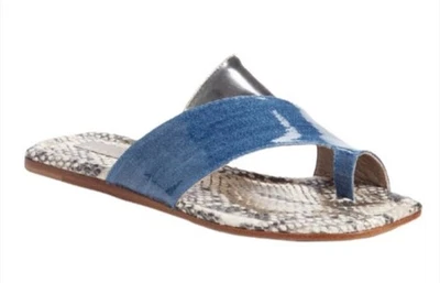 Attilio Giusti Leombruni AGL Denim & Snakeskin Sandal, Toe Loop Slide | 8.5 EUC  - Image 1 of 4