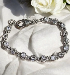 Judith Ripka CZ Sterling Armband 33 Kristalle 925 Silber Glieder 6" 15,67 Gramm EUC - Bild 1 von 21
