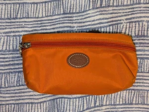 Longchamp Le Pilage kleine Kosmetiktasche orange Nylon braun Ledergriff  - Bild 1 von 13