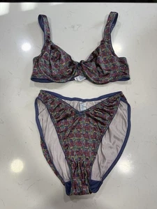 Vintage MAIDENFORM Satin Seduction Liquid PANTY-M BH 36B High Leg Slip bunt - Bild 1 von 9