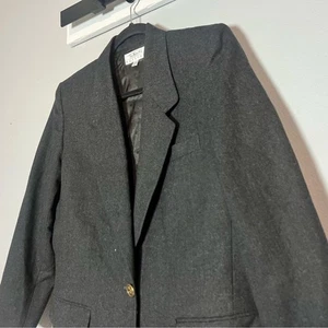 Blazer Talbots Petite Lana Gris Carbón Gris Único Dorado Botón Talla 12P - Imagen 1 de 10