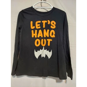 Halloween Let's Hang Out Fledermaus schwarzes Langarm-T-Shirt - Medium - Bild 1 von 3