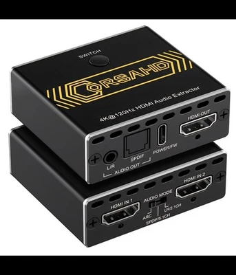 CORSAHD 4K@120Hz HDMI2.1 Splitter 1x2 Audio Extractor 2 in 1 Out Switch, 48 Gbit/s - Bild 1 von 4