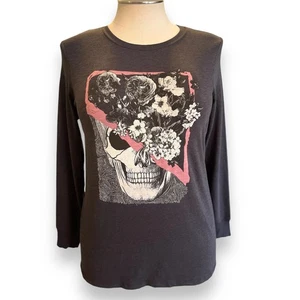 Torrid 1 (1X 14/16) Totenkopf Blumen Abstrakt Super Weich Noppen Langarm T-Shirt  - Bild 1 von 2