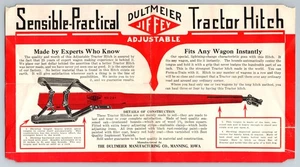 Tarjeta comercial Dultmeier Jiffey ajustable tractor enganches motores de arenque anuncio Iowa - Imagen 1 de 5
