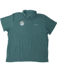 EDDIE BAUER Mens Polo Shirt 2XL Turquoise Spotted Polyester EQ21 - Picture 1 of 3