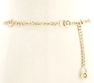 Michael Kors CINTURÓN CADENA DORADO MK Bloqueo Logo Talla S-M Clip de Metal NUEVO con Etiquetas - Imagen 1 de 5