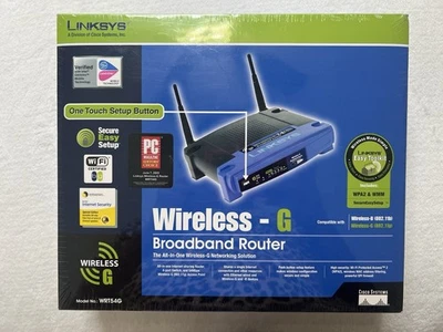 Linksys Wireless-G Broadband Router WRT54G 4 Port Switch 54 Mbps High Security - Image 1 of 4