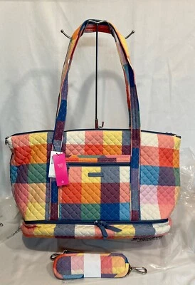 Vera Bradley Tropics Plaid Quilted Cotton Deluxe Travel Tote Bag Carry On NWT - Image 1 of 4