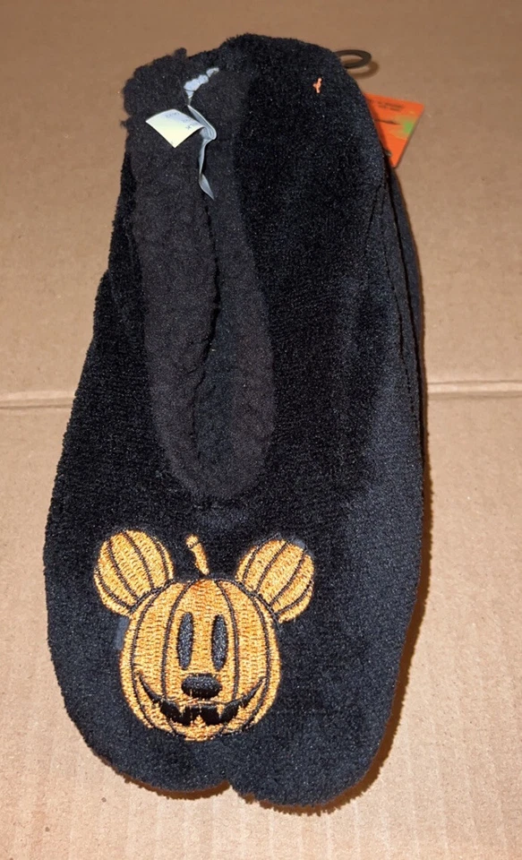 DISNEY MICKEY MOUSE PUMPKIN HALLOWEEN WOMENS SlipperS OSFM new - Image 1 of 1