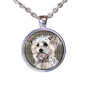 Sweet Yorkie Yorkshire Terrier Dog - Handmade ROUND Glass Pendant Necklace - Picture 1 of 10