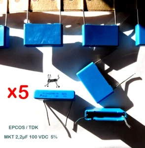 2,2 uF 100 VDC (5 Stück) - EPCOS / TDK MKT-Folienkondensator B32523Q1225 - Bild 1 von 2