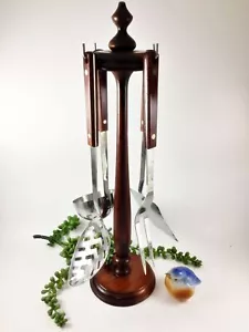MCM Kitchen Utensils on Hanger Wood Handles Japan Counter Top Mid Century - Picture 1 of 6