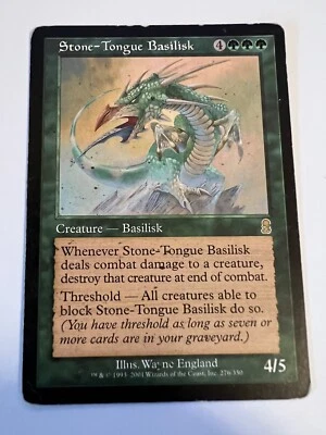 MTG Magic The Gathering Odyssey Stone -Tongue Basilisk  Rare LP - Image 1 of 2