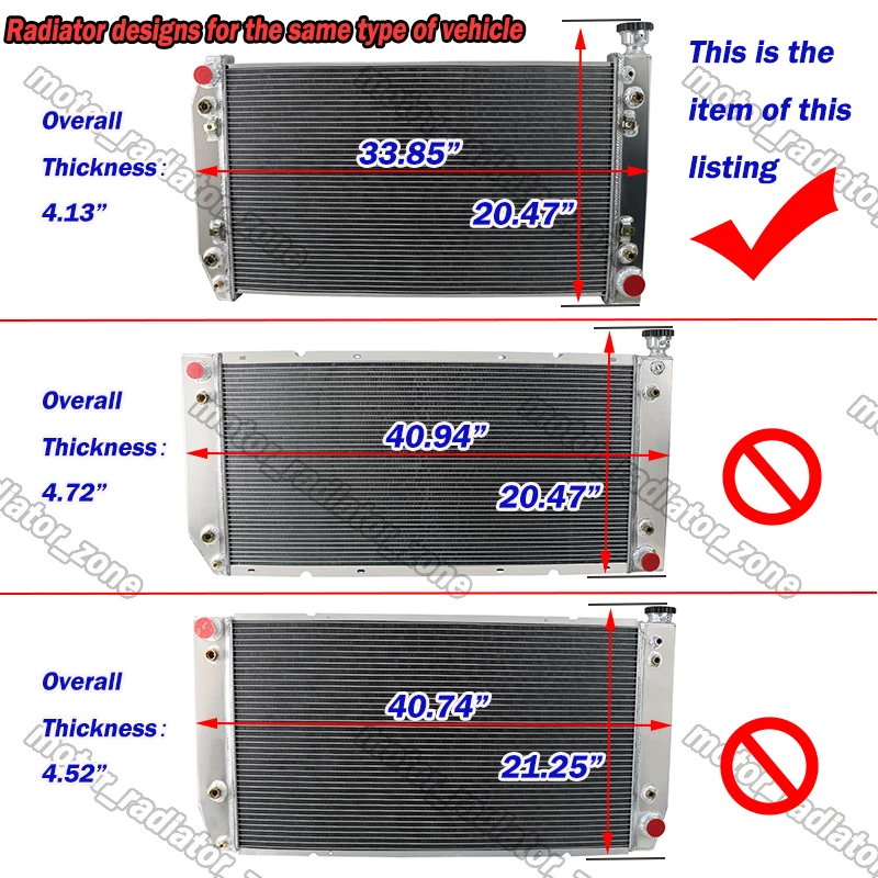 4 Rows Aluminum Radiator For 1988-99 CHEVY GMC C/K 1500 2500 3500 28"W Pickup Foto 1 de 4