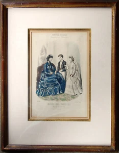 Original Hand-colored Etching, Travail en Famille from Musée des Familles, 1872 - Picture 1 of 5