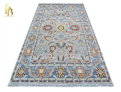 Antique Modern Oushak Grey/Lt Blue Hand-knotted Carpets & Rugs for living area. - Image 1 of 4