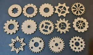 14x gemischte Zahnräder / Zahnräder Laser geschnitten MDF Basteln Formen Verzierungen Steampunk - Bild 1 von 3