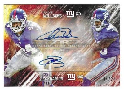 Tarjeta autógrafa Odell Beckham 2014 TOPPS FIRE NFL DOBLE NOVATO Giants Rams AUTO SP Foto 1 de 2