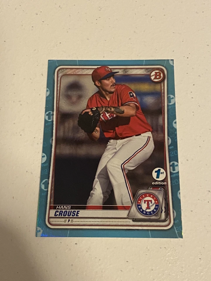 Hans Crouse 2020 Bowman Draft 1st Edition SKY BLUE PARALLEL Rookie #BD-6 RANGERS - Image 1 of 1