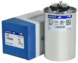GE / Genteq ? 60 + 7.5 uf 370 VAC ? Round Dual Run Capacitor ? C36075R ? 97F9817 - Picture 1 of 3