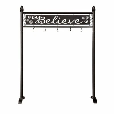 Medias de Navidad independientes de metal negro BELIEVE soporte para colgar vacaciones Foto 1 de 2