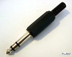 Connecteur prise Audio Stereo Jack 6,35mm Male à souder connector plug 6.35mm - Foto 1 di 3