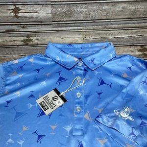 Polo de golf Elliot Collection nuevo con etiquetas secado rápido Martini estampado de vidrio para hombre talla XL - Imagen 1 de 9