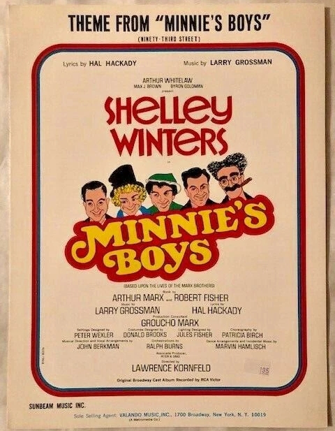 BASED on GROUCHO MARX BROTHERS MINNIES BOYS sheet music Larry Grossman film - Image 1 of 1