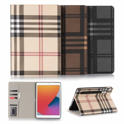 Luxury Grid Folio Leather Wallet Stand Magnetic Smart Case Cover For Apple iPad - Image 1 of 4