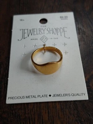 NEW! The Jewelry Shoppe 10K Gold Plated Size 8 Signet Ring USA MADE 🇺🇸 - Image 1 of 3