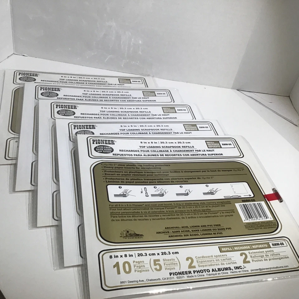 Lote de 5 recambios de libro de memoria Pioneer 8 X 8 (5 páginas cada uno) carga superior RMW-88 Foto 1 de 4